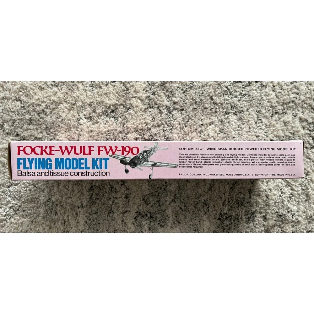 NOS Guillow's 1976 Flying Model Airplane Kit 502 Focke-Wulf FW-190 WW2 Fighter